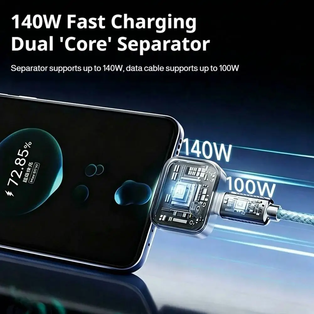 140W AI Smart Fast Charger Automatic Power Off USB C Fast Charging Adapter With LED Ambient Light For iPhone Laptop