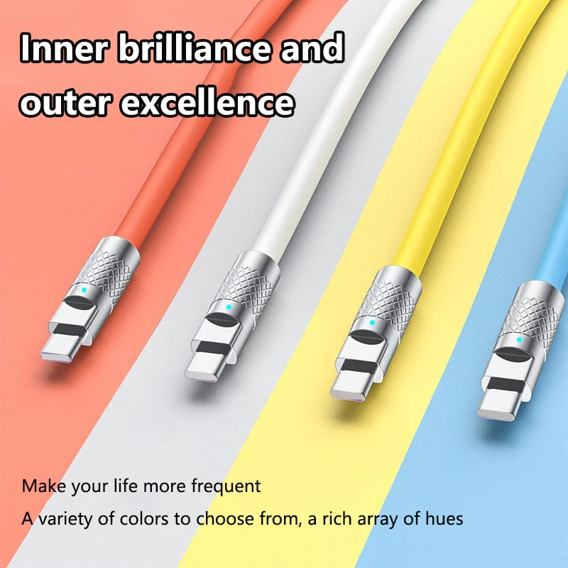 New 120W 7A Super Fast Charge PD Type C Liquid Silicone Cable 1M 1.5M 2M Usb Cable Usb C To C Charger Cable for Xiaomi Huawei