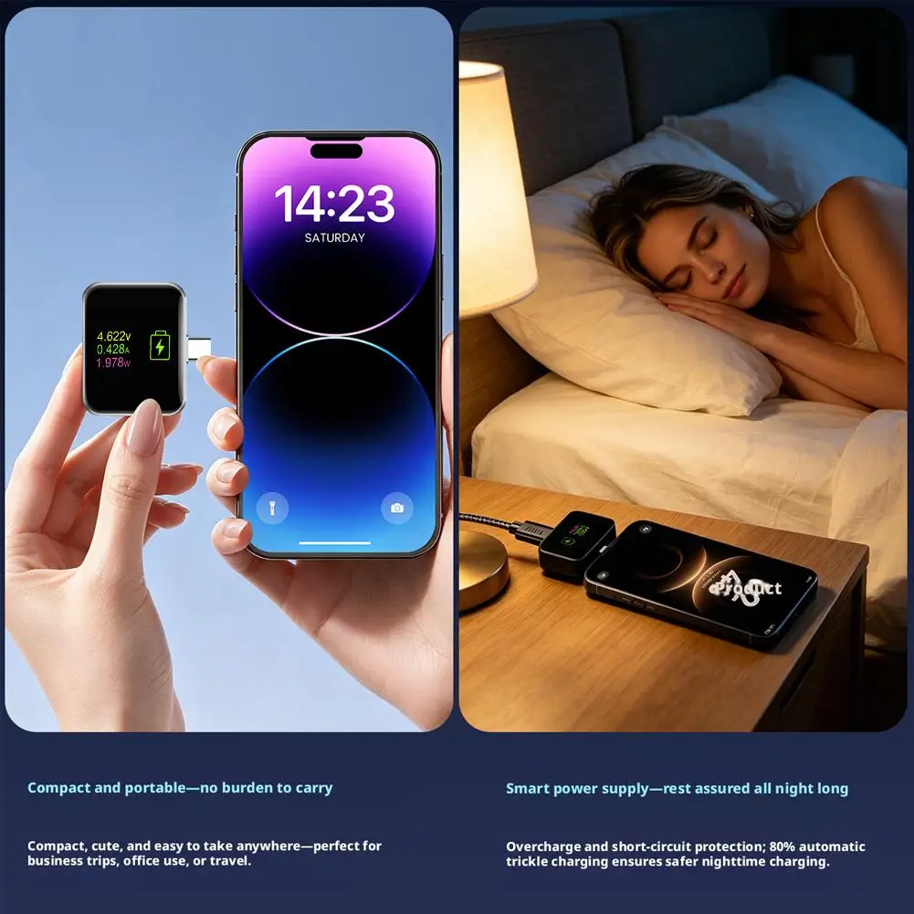 140W AI Smart Auto Power Off Charging Adapter LED Display Fast Charger Disconnect Connector For iPhone 16 15 Android