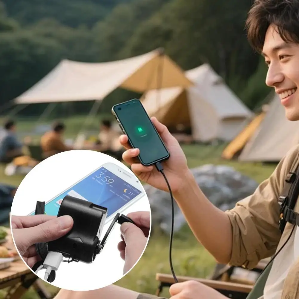 Portable Hand-Cranked Emergency Charger Manual Dynamo Power Generator USB Output Mini Survival Power Supply For Camping Hiking