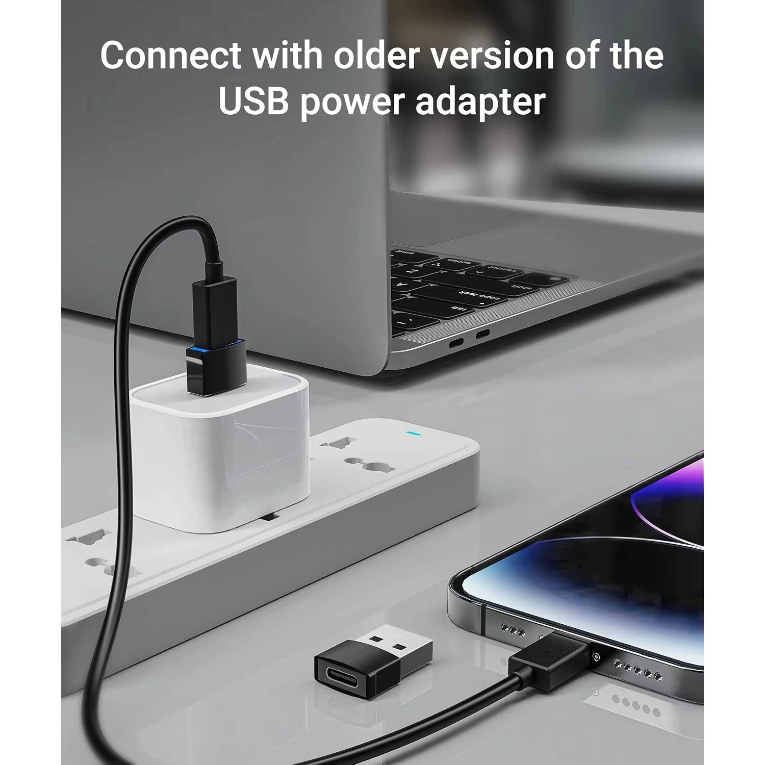 USB 2.0 to Type C Adapter USB C Female to USB A Male Charger Converter OTG Adapter Compatible with for iPhone for iPad Samsung