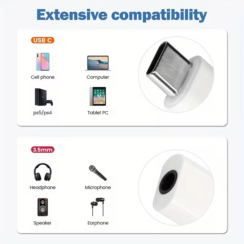 USB-C to 3.5Mm Headphone Adapter, High-Fidelity Audio USB Type-C to 3.5Mm Jack Adapter, Compatible with Iphone 15, S23/S22/S21 U