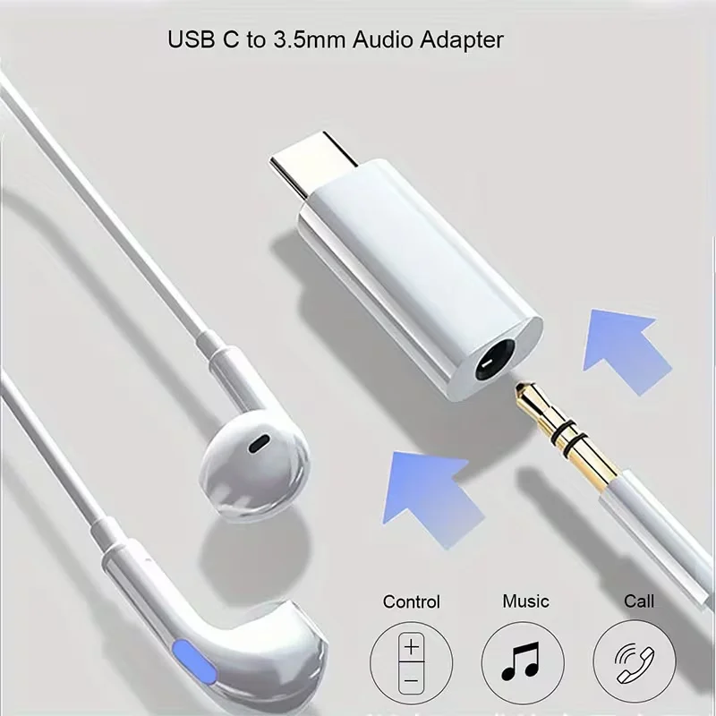 USB-C to 3.5Mm Headphone Adapter, High-Fidelity Audio USB Type-C to 3.5Mm Jack Adapter, Compatible with Iphone 15, S23/S22/S21 U