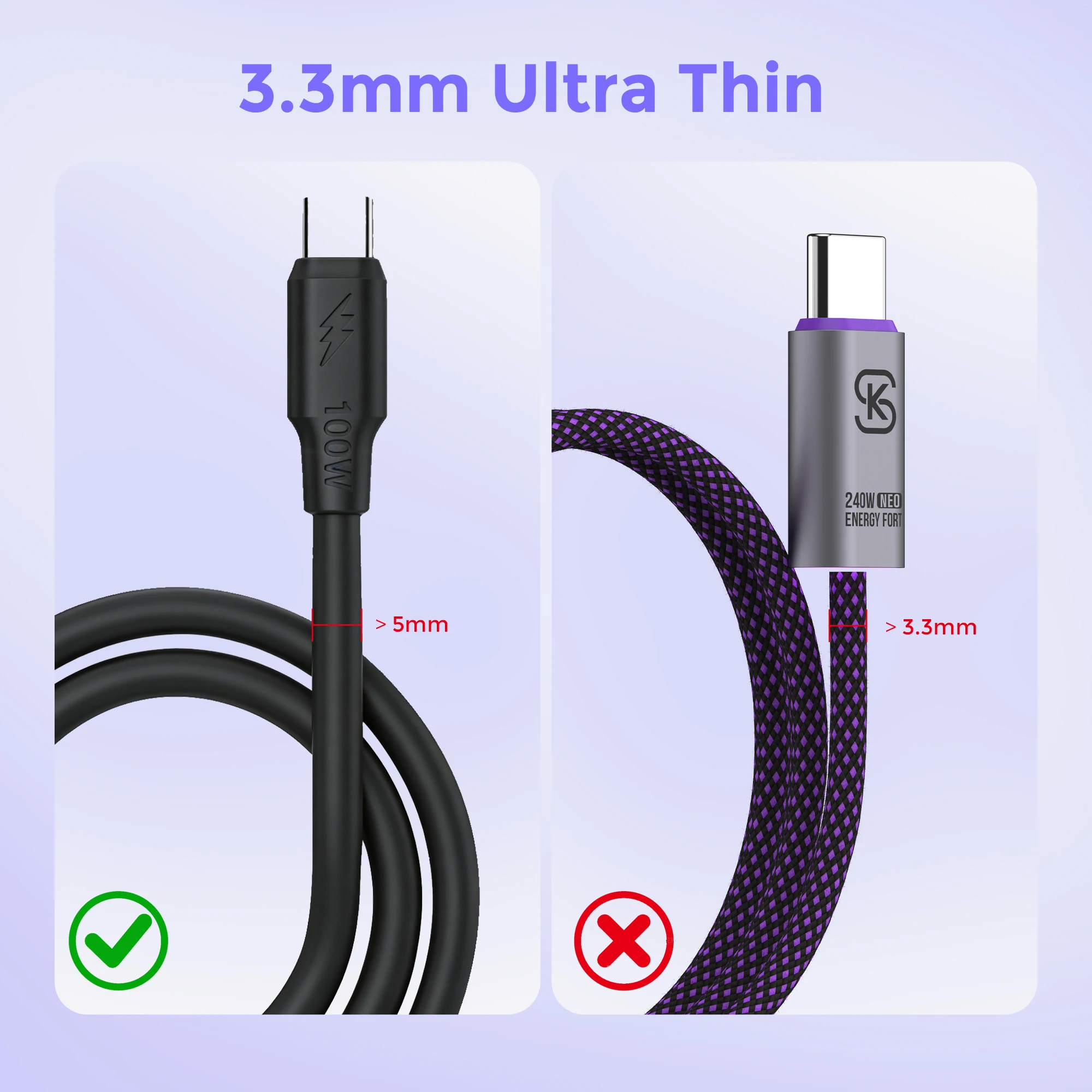 USB C to USB C Cable 240W Fast Charging Type C Charger Cord Braided USBC Cable for iPhone 17 Samsung S25 Laptop MacBook Switch