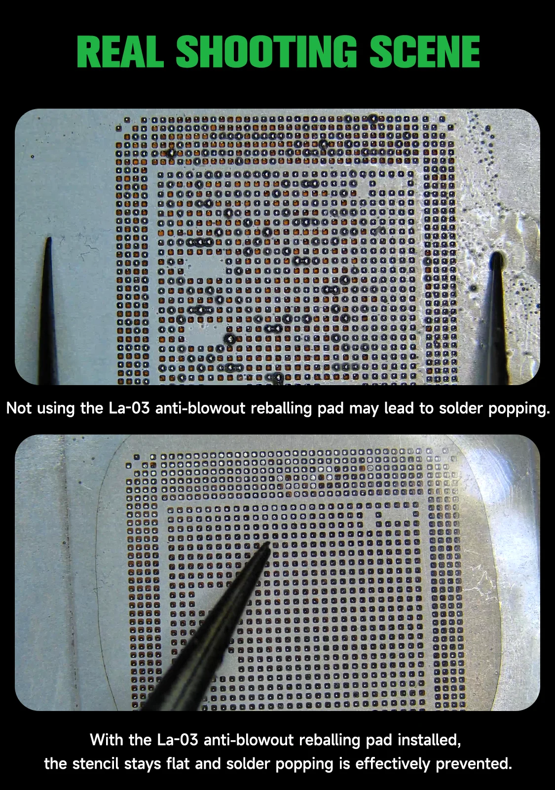 MECHANIC La-03 White Glass Anti-Blowout BGA Reballing Pad 20x20mm for CPU GPU Chip Solder Ball Phone Motherboard Repair Tool