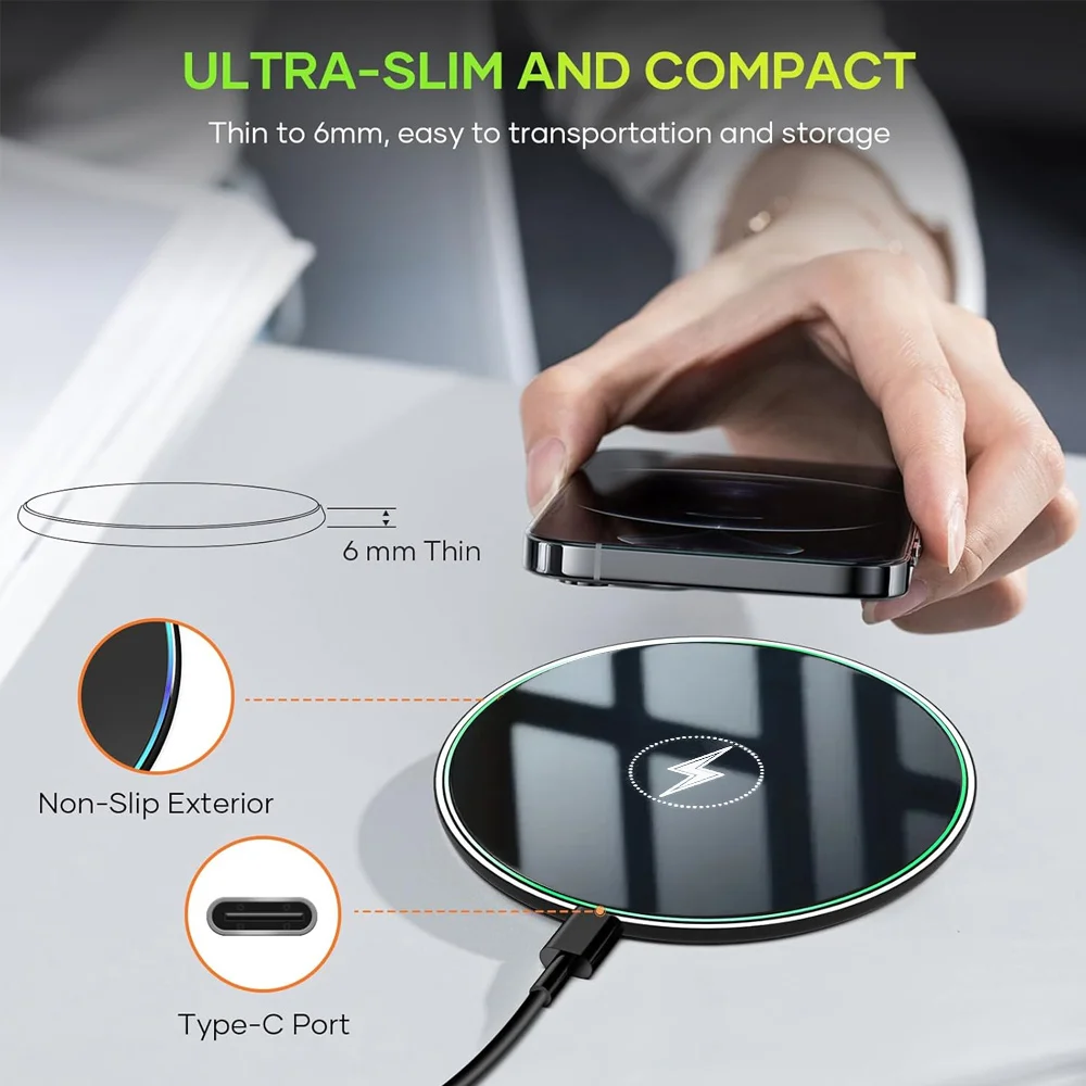 30W Wireless Charger For iPhone 14 15 16 17 Pro Xs Max Mini X Xr Induction Fast Charging Pad For Samsung S25 S26 S8 S9 S10 Note