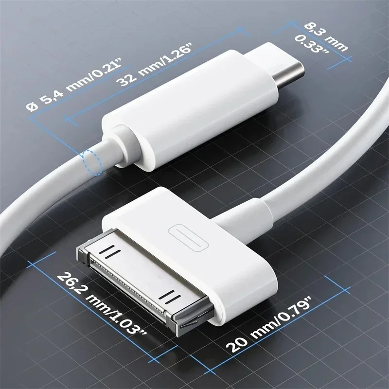 30Pin To USB C Adapter Charging Data Cable For IPhone 4 4S 3GS IPad 3 2 1 IPod USBC Type C To 30Pin Charger Cord Accessories 1M