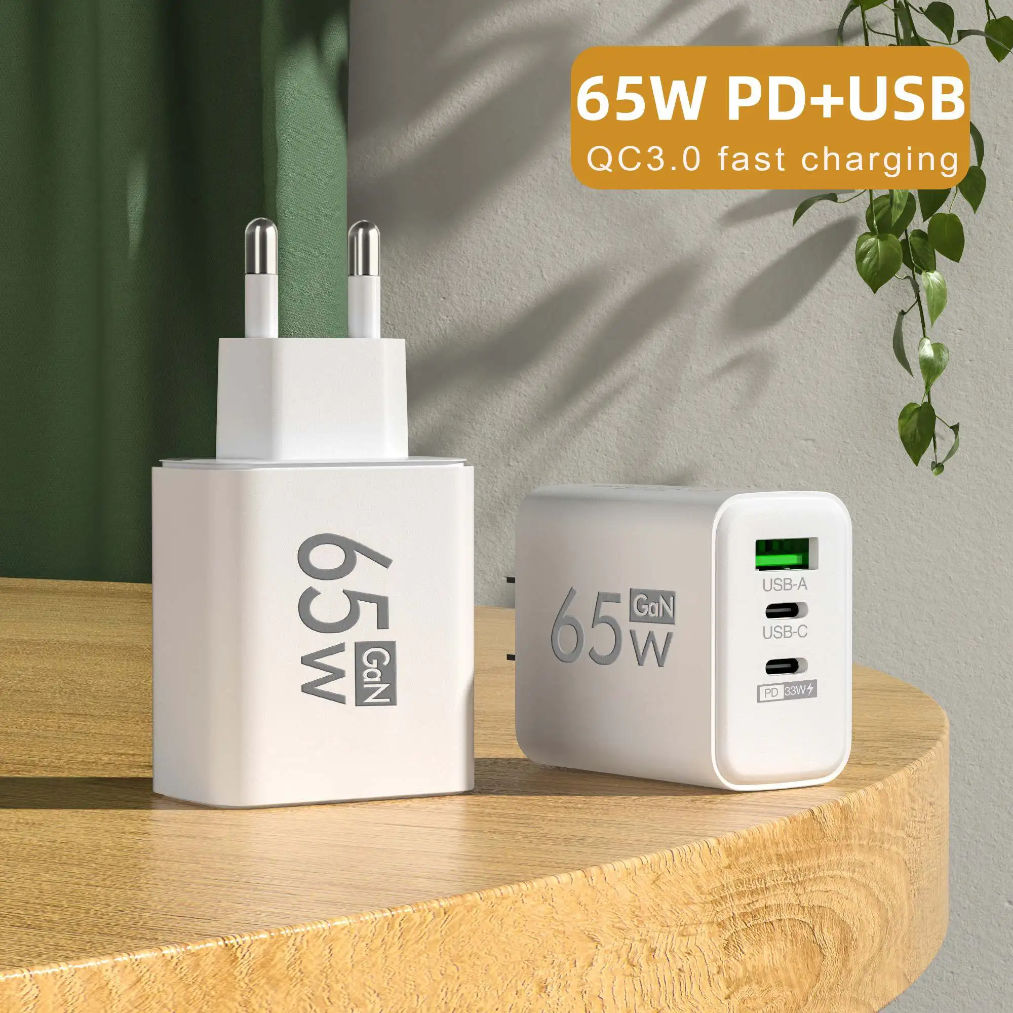 Fast Charging 65W USB-C Charger Charger PD Quick Charge 3.0 Wall For Phone Adapter For iPhone 16 Xiaomi POCO Samsung Oneplus