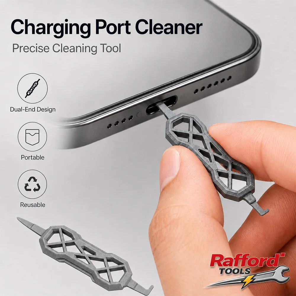 Rafford Portable Charging Port Cleaner, Dual-End USB C Phone Dust Remover Tool for USB-A USB-B USB-C