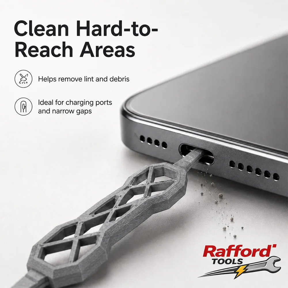 Rafford Portable Charging Port Cleaner, Dual-End USB C Phone Dust Remover Tool for USB-A USB-B USB-C