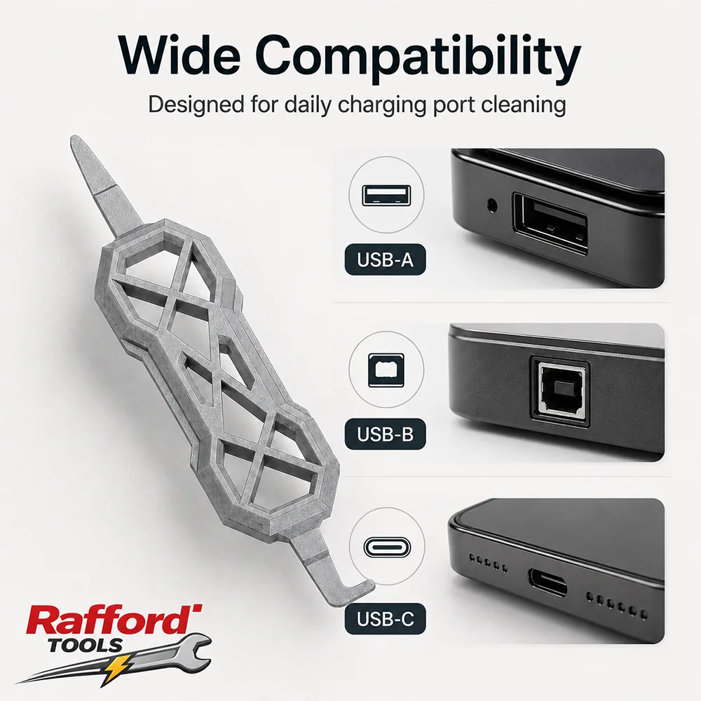 Rafford Portable Charging Port Cleaner, Dual-End USB C Phone Dust Remover Tool for USB-A USB-B USB-C