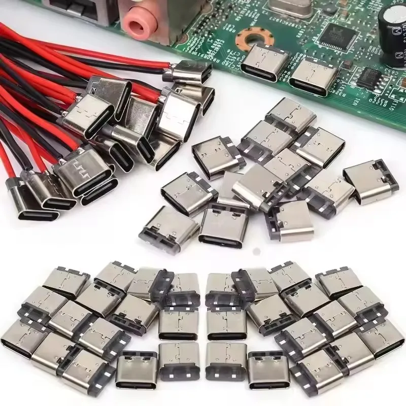 Bare Board Type-C Female Chassis Waterproof 2P Solder Wire USB C Pigtail Cable Extension Power Cable USB-C Plug To 2 Pin Wire