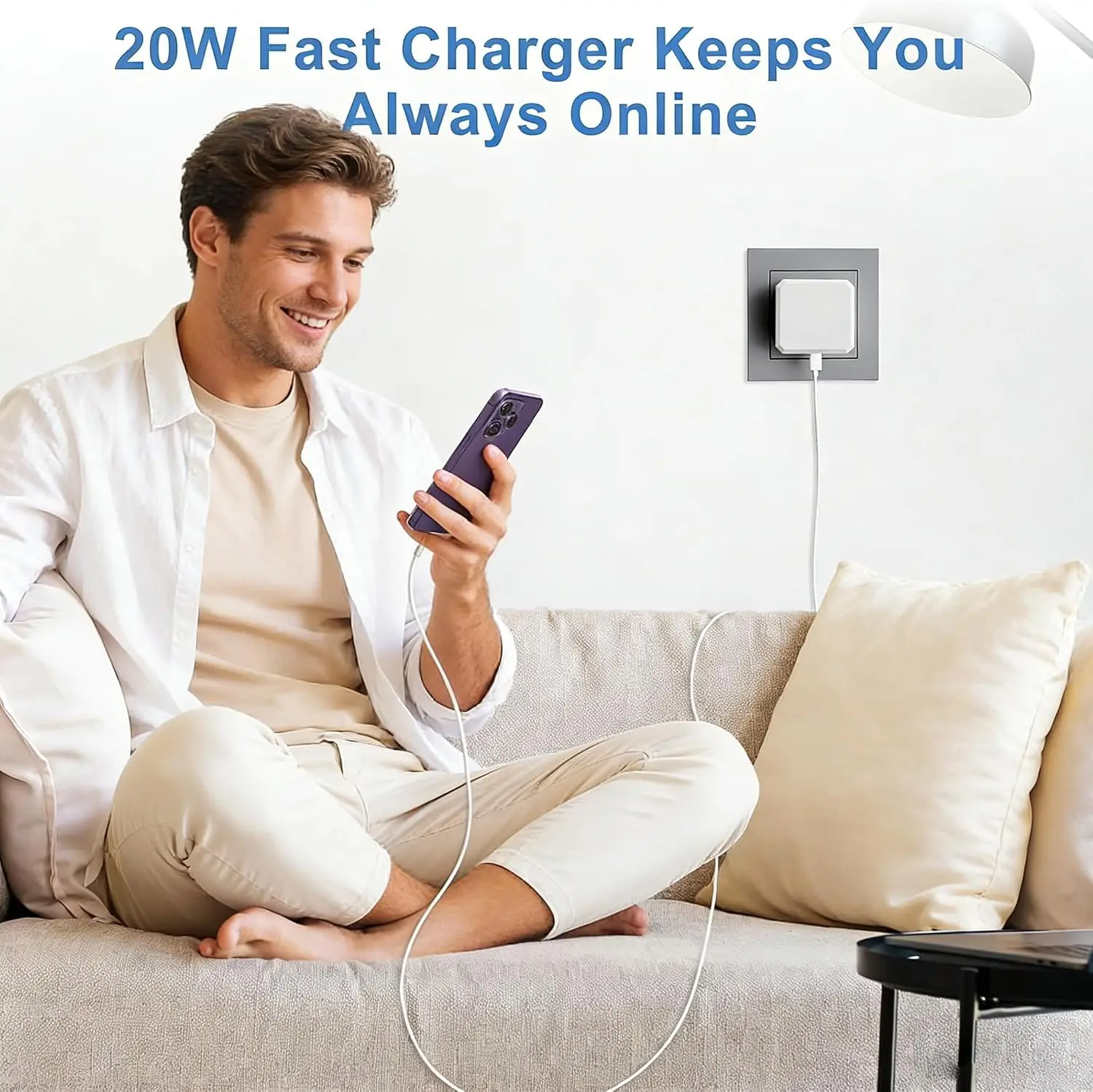 British Standard Charger 20W USB C Fast Charger for iPhone 14 13 12 11 for iPad, Charger Power Adapter with 2M USB C to L Cable