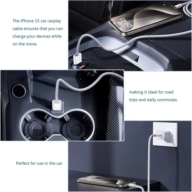 60W PD USB-C to USB C Fast Charger Cable For Apple iPhone 17 Pro Max 16 15 Plus For Samsung S26 Ultra Type C Quick Charging