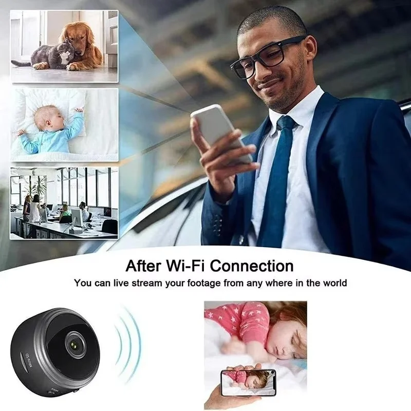 Wireless WiFi Smart Security Camera HD Night Vision Surveillance Cam Motion Detection Monitor For Pet Elderly Baby Household