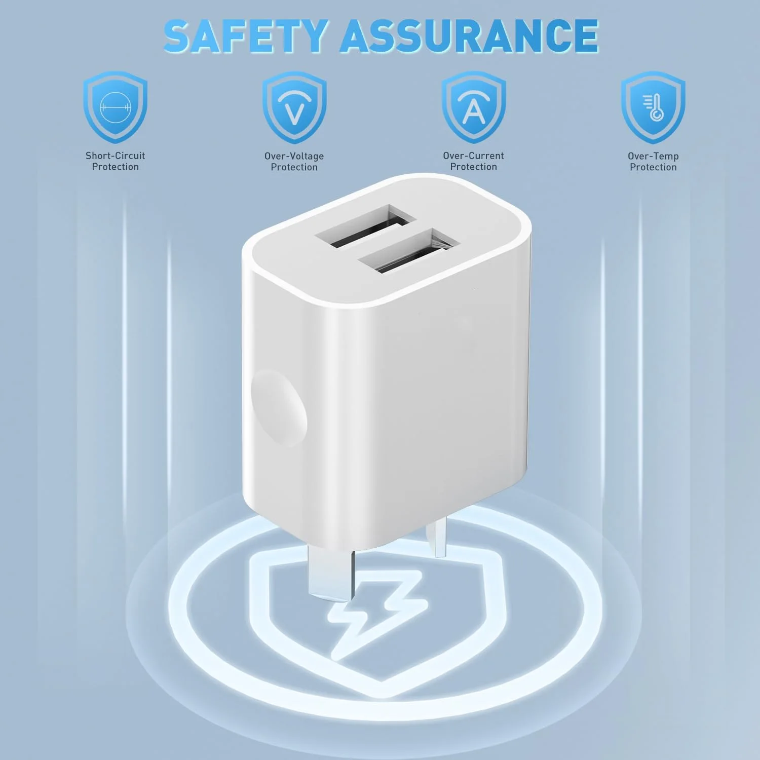 Dual USB Wall Charger,USB Power Adapter Plug, Double USB Wall Plug Adapter, 2-Port USB AU Plug 5V/2.1A Charger For Phone