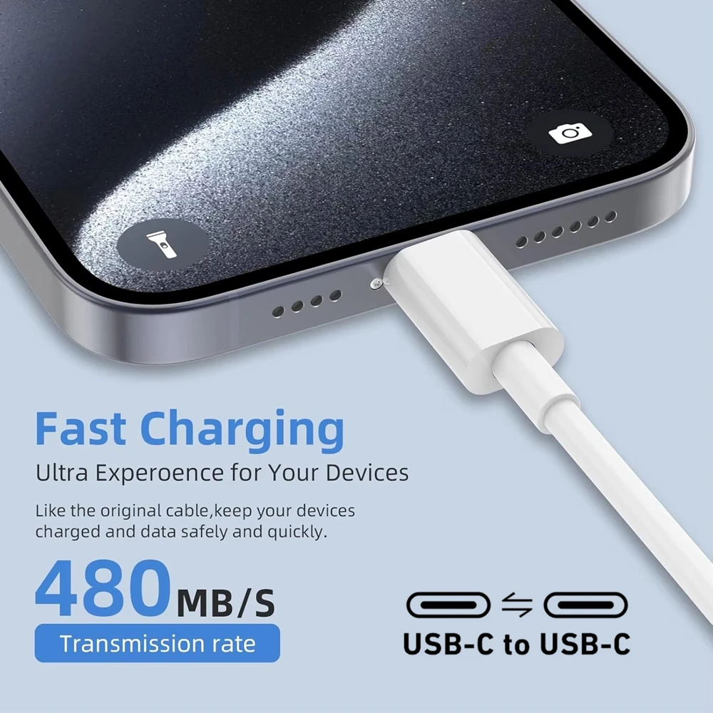 5PCS USB-C 100W Fast Charging Cable For iPhone 15 16 17 Pro Max Samsung S26 Google Moto Xiaomi POCO Honor Dual Type C Data Cable