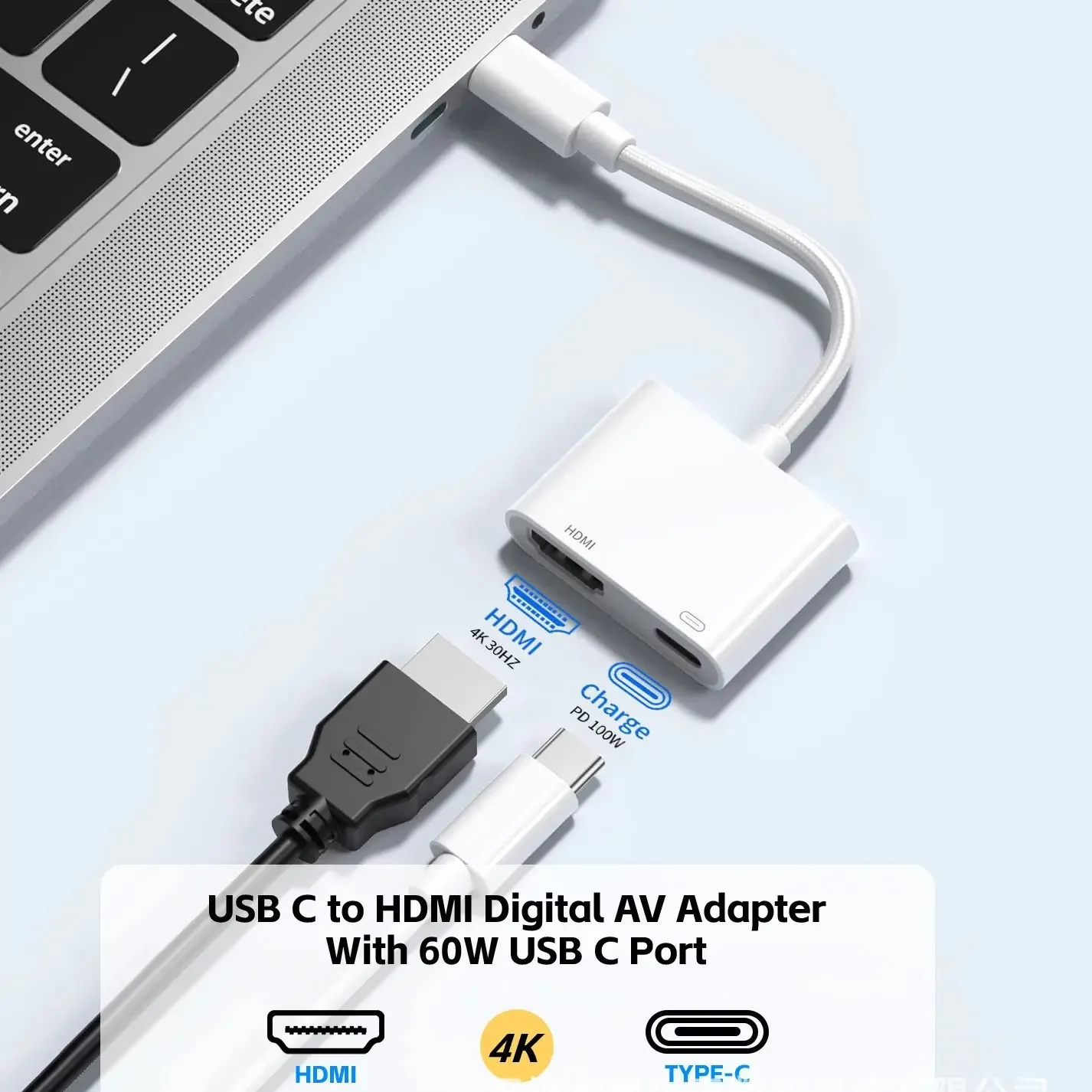 Lightning to Digital HDTV 2-in-1 Adapter Digital AV Adapter 4K Sync Screen Connector For IPhone14 Pro 13 12 to HDTV Projector Mo