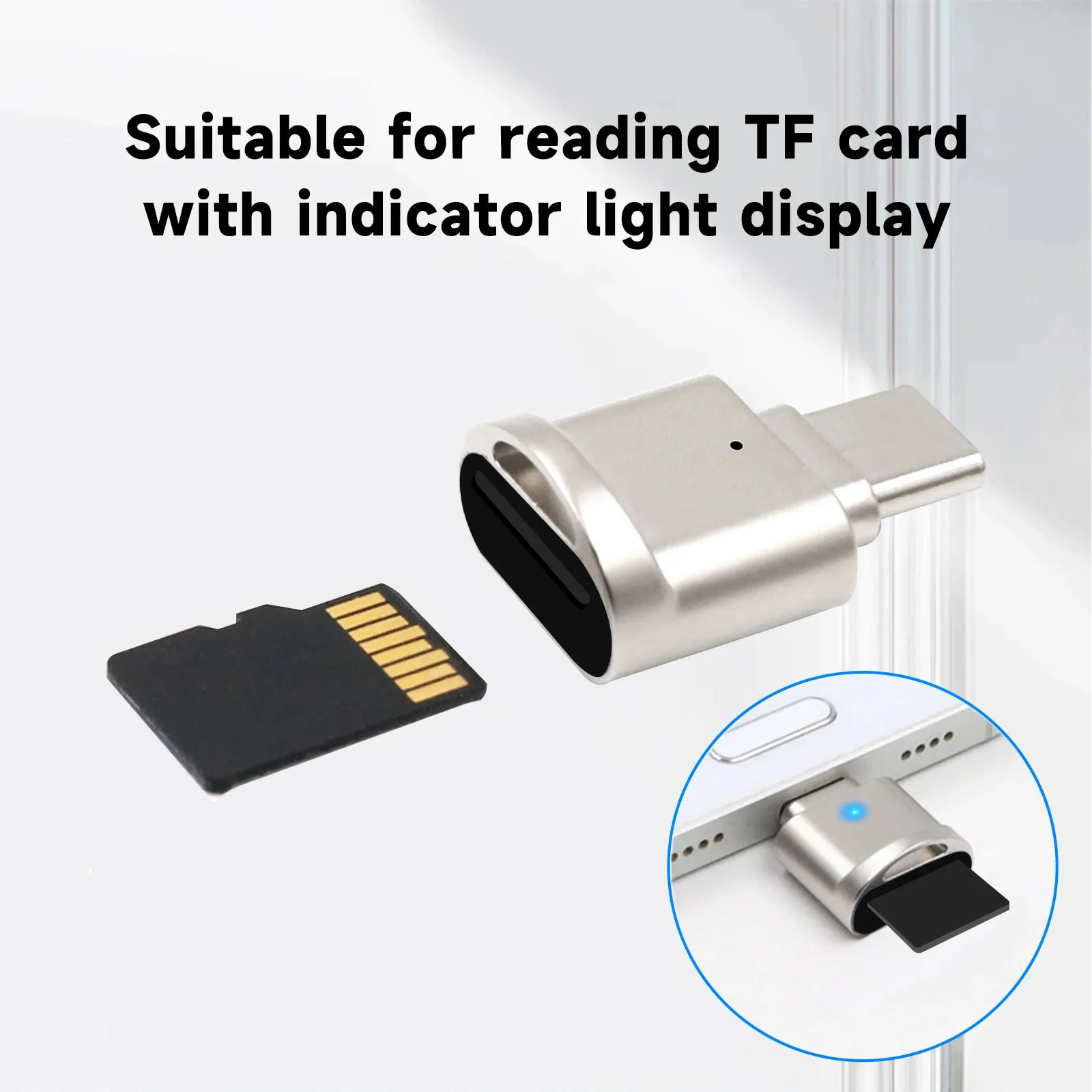 Type C OTG To TF Adapter Micro-SD Memory Card Reader Compatible with Laptops, Tablets, and Smartphones , with chain port
