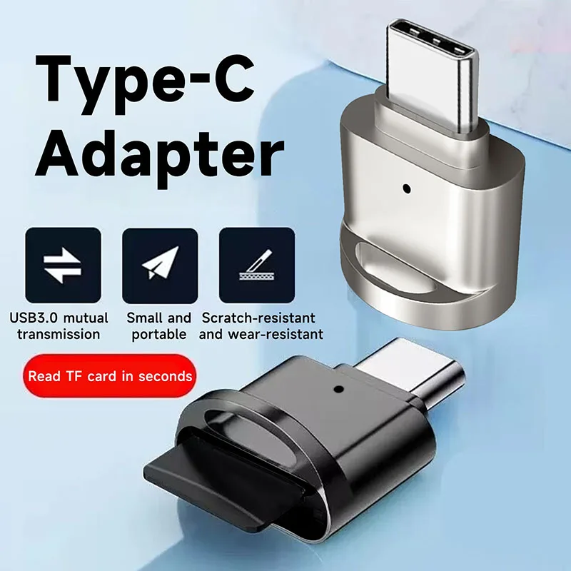 Type C OTG To TF Adapter Micro-SD Memory Card Reader Compatible with Laptops, Tablets, and Smartphones , with chain port