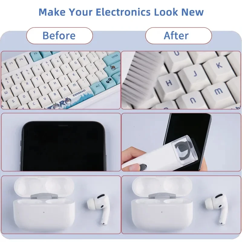 7-in-1 Computer Keyboard Cleaner Brush Kit Earphone Cleaning Pen For Headset Keyboard Cleaning Tools Cleaner Keycap Puller Kit