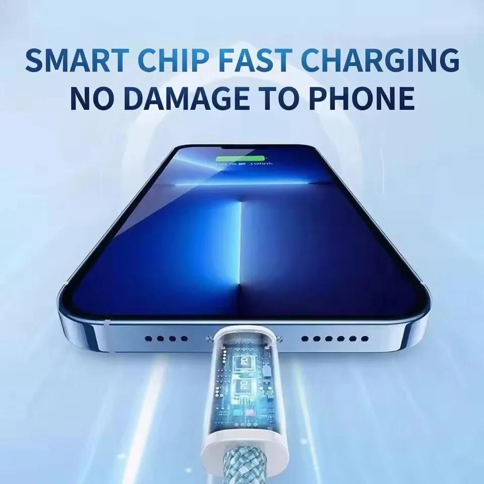 PD 35W Fast Charging Weaving Cable For iPhone 11 12 13 mini 14 Pro Max X XR XS Max 7 8 Plus Quick Charge USB-C Data Cable 1m 2m