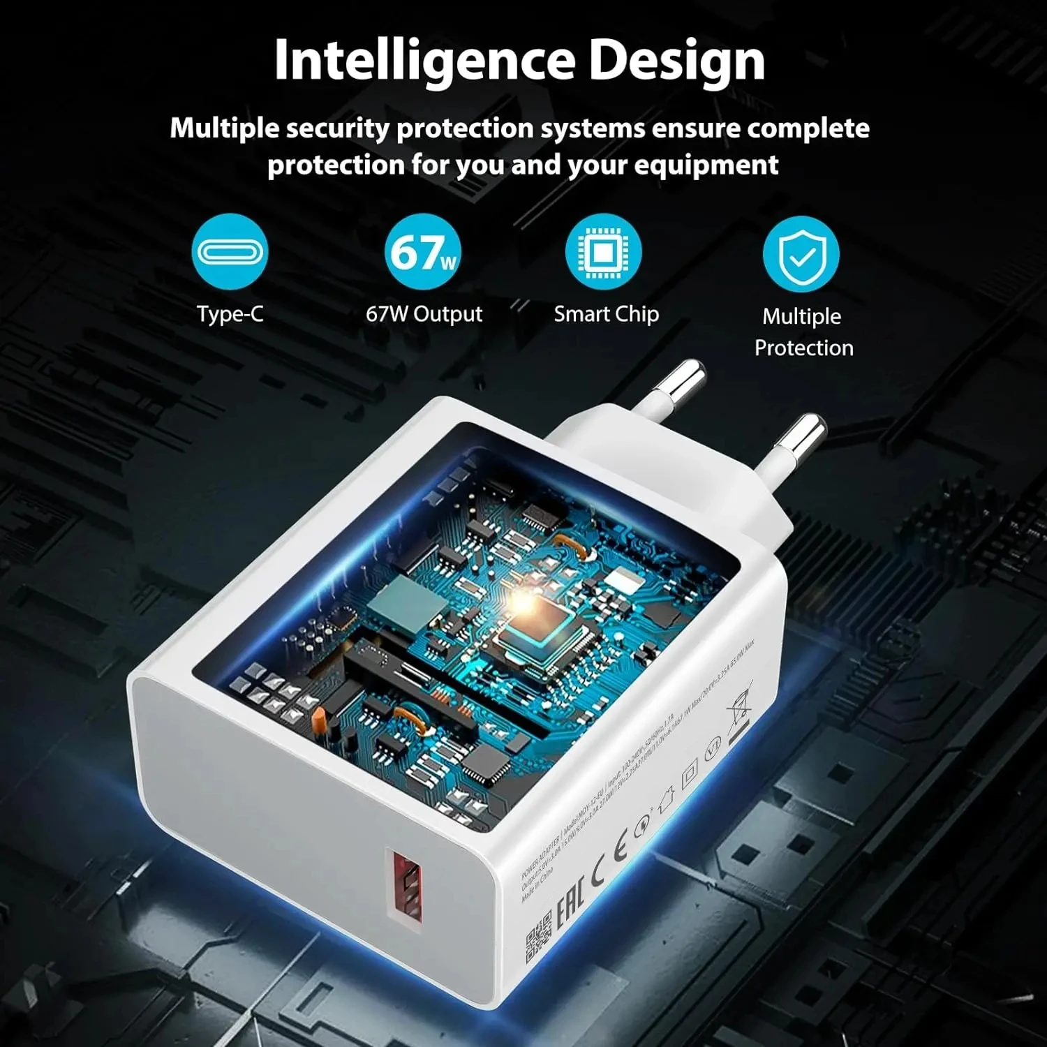 EU 67W Turbo Fast Charger For Xiaomi 13 14 15 17 Pro Max Redmi Note 11 12 13 14 15 POCO M6 F7 X8 USB Type C Rapid Charging Cable
