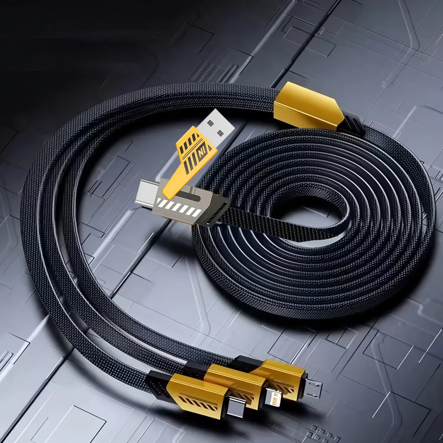 3 In 2 100W Fast Charge Cable Micro USB TypeC Mobile Phone Data Cable For iPhone Huawei Xiaomi Redmi Samsung Charging Cable