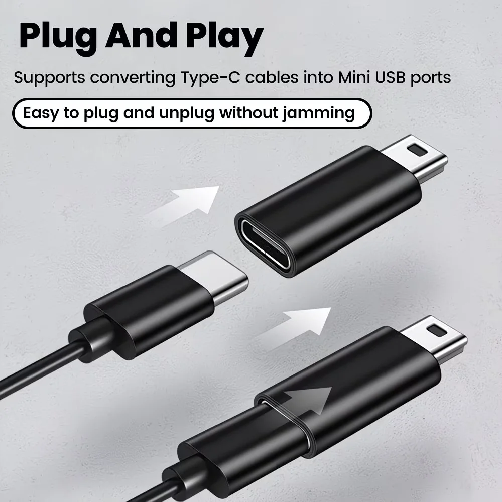 1/2/3/4Pack USBC to Mini USB Adapter, USB Mini to Usbc Adapter Supports Charge & Data Sync Compatible with Digital Camera, GPS R