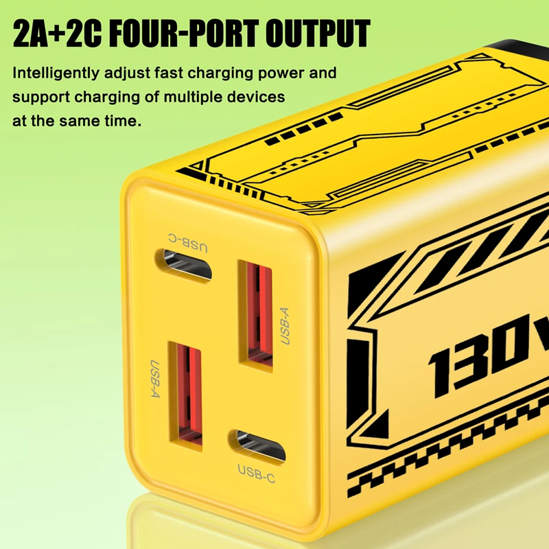 130W Type C PD Universal Charger 4-in-1 Charging Phone Power Adapter EU/US/UK Plug Charge Wall Charger For iPhone Samsung Xiaomi