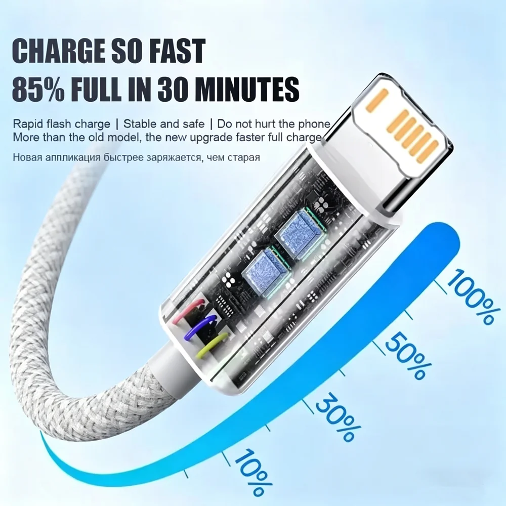 3PCS 35W PD Fast Charging Braided Cable For iPhone 11 12 13 Mini 14 Pro Max X XR XS Max 8 14 Plus Rapid Charge USB C Data Cables