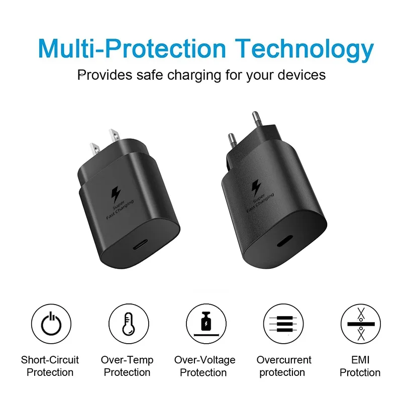 For Samsung 25W Charger Super Fast Charger Type C Adpater For Galaxy S26 S25 S24 S23 S22 S21 A17 A55 A35 A25 A15 Z Flip 7 6 5 4