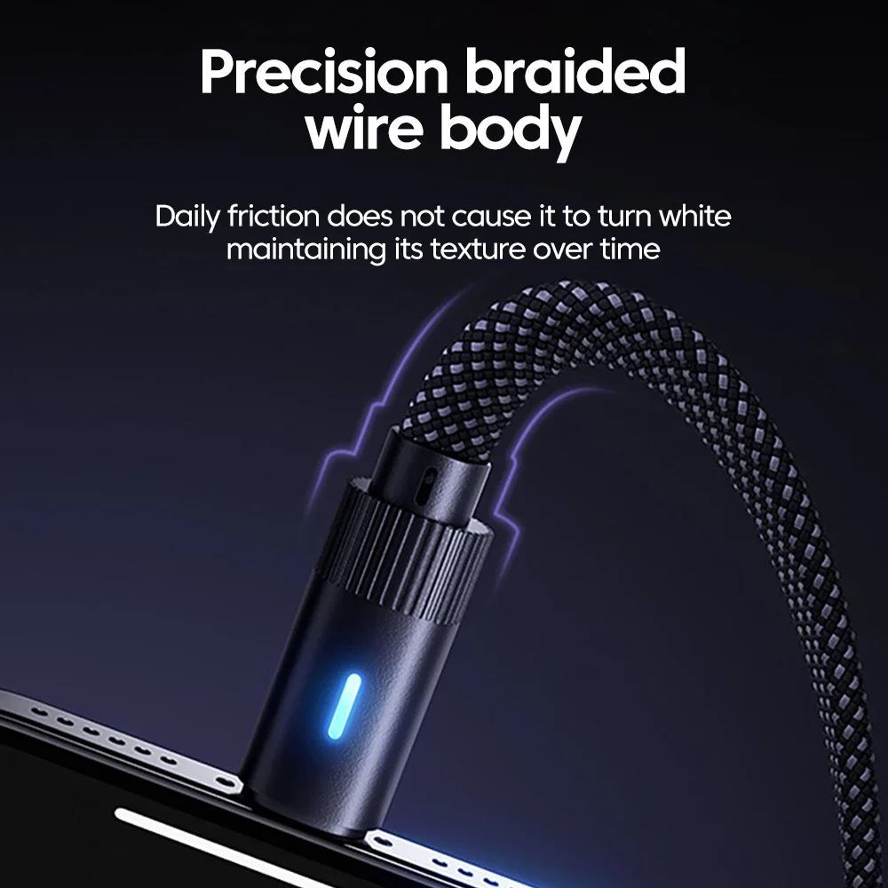 100W USB Type C Fast Charging Cable 90° Degree Dual Elbow Nylon Braided Data Cord Right Angle Cable for IPhone Samsung Xiaomi