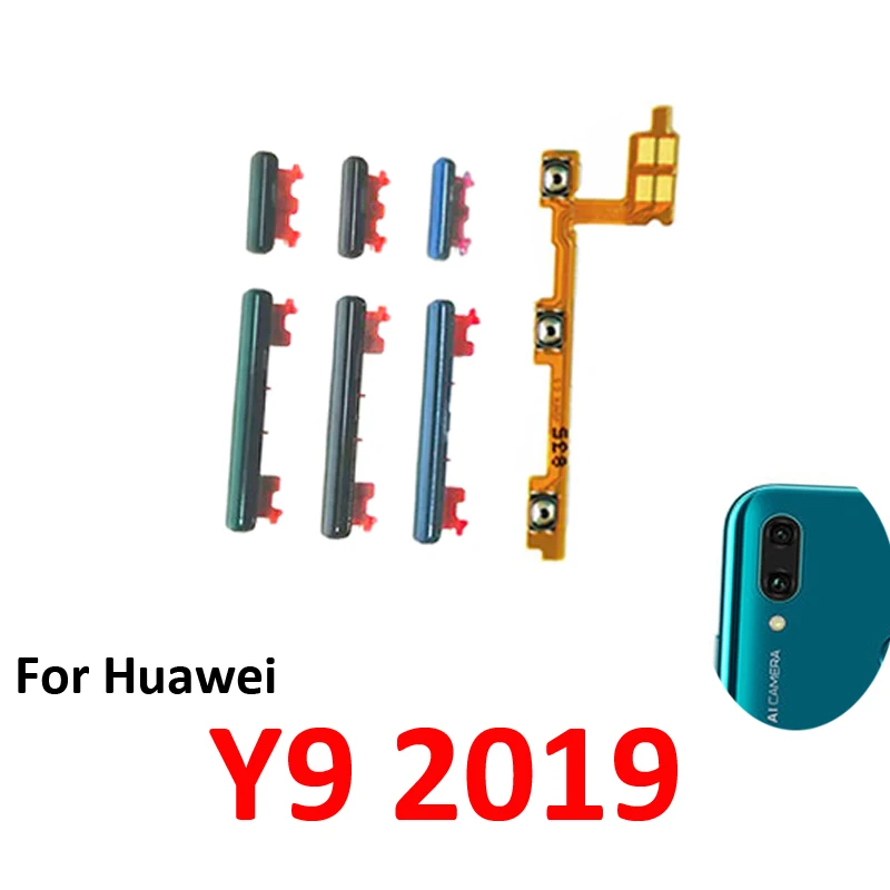 For Huawei Y9 2019 Phone New Power Volume Button On Off Up Down External Key Internal Flex Cable Parts Black Green Blue