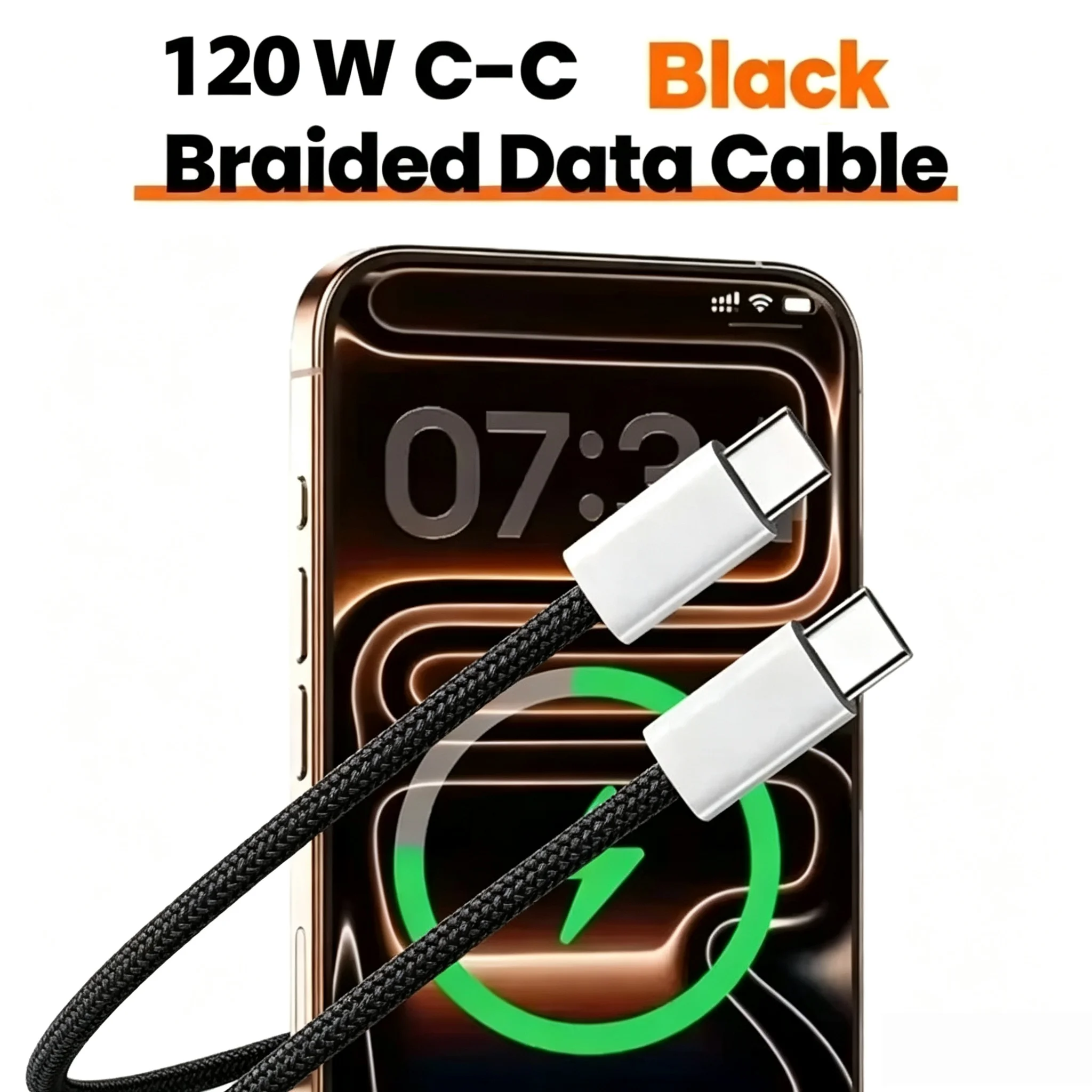 3PCS 120W Braided USB C to USB C Cable, Flexible Durable Wire, for Samsung, Huawei, Xiaomi Android Phones