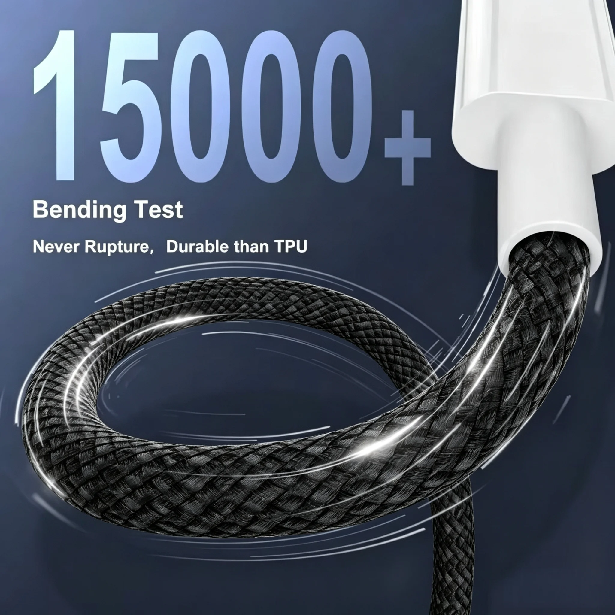 3PCS 120W Braided USB C to USB C Cable, Flexible Durable Wire, for Samsung, Huawei, Xiaomi Android Phones