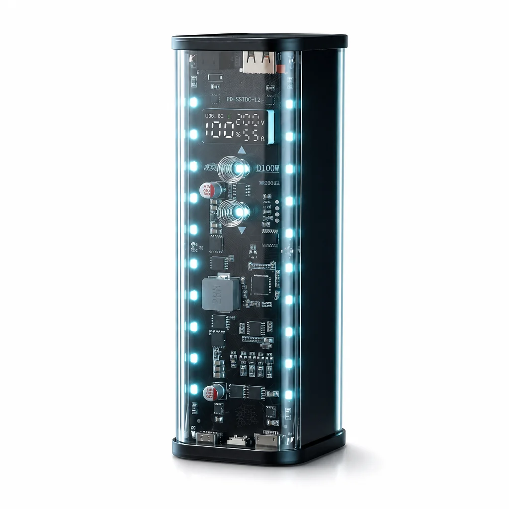 PD 100W Super Fast Charging Power Supply Module 8-Cell 21700 Battery Solder-Free DIY Power Bank Housing LED Outdoor Light