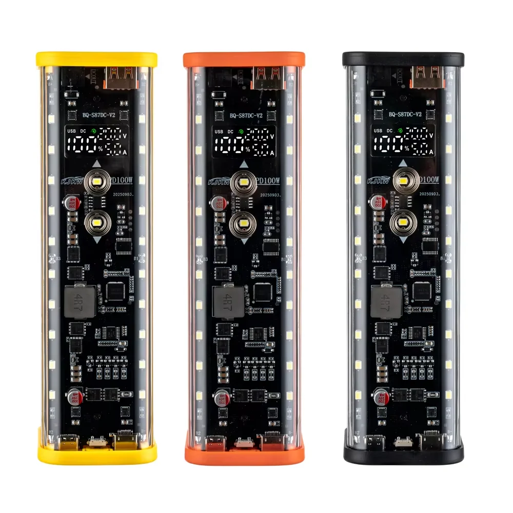 PD 100W Super Fast Charging Power Supply Module 8-Cell 21700 Battery Solder-Free DIY Power Bank Housing LED Outdoor Light