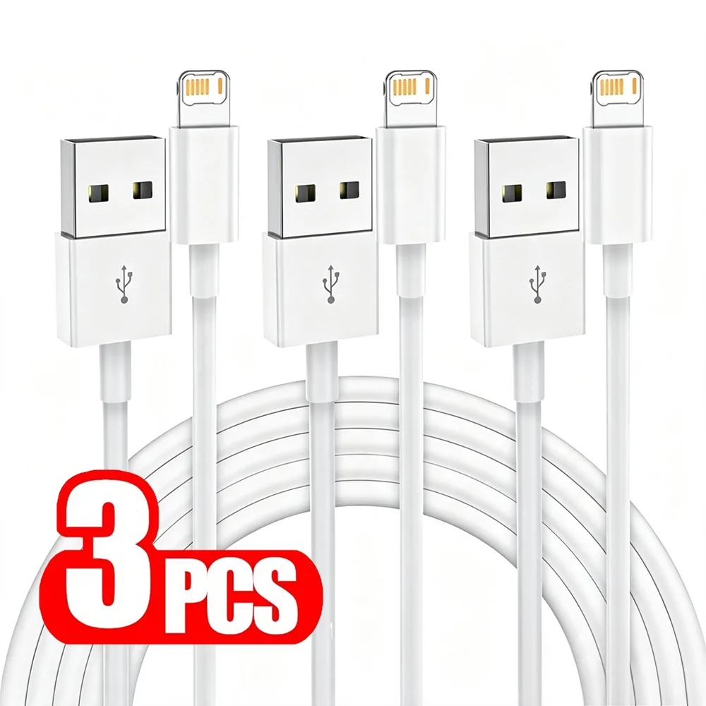 3PCS USB Fast Charge Cable For iPhone 11 12 13 Mini 14 Pro Max X XR XS Max 6 6S 7 8 14 Plus SE Quick Charging USB-A Data Cables