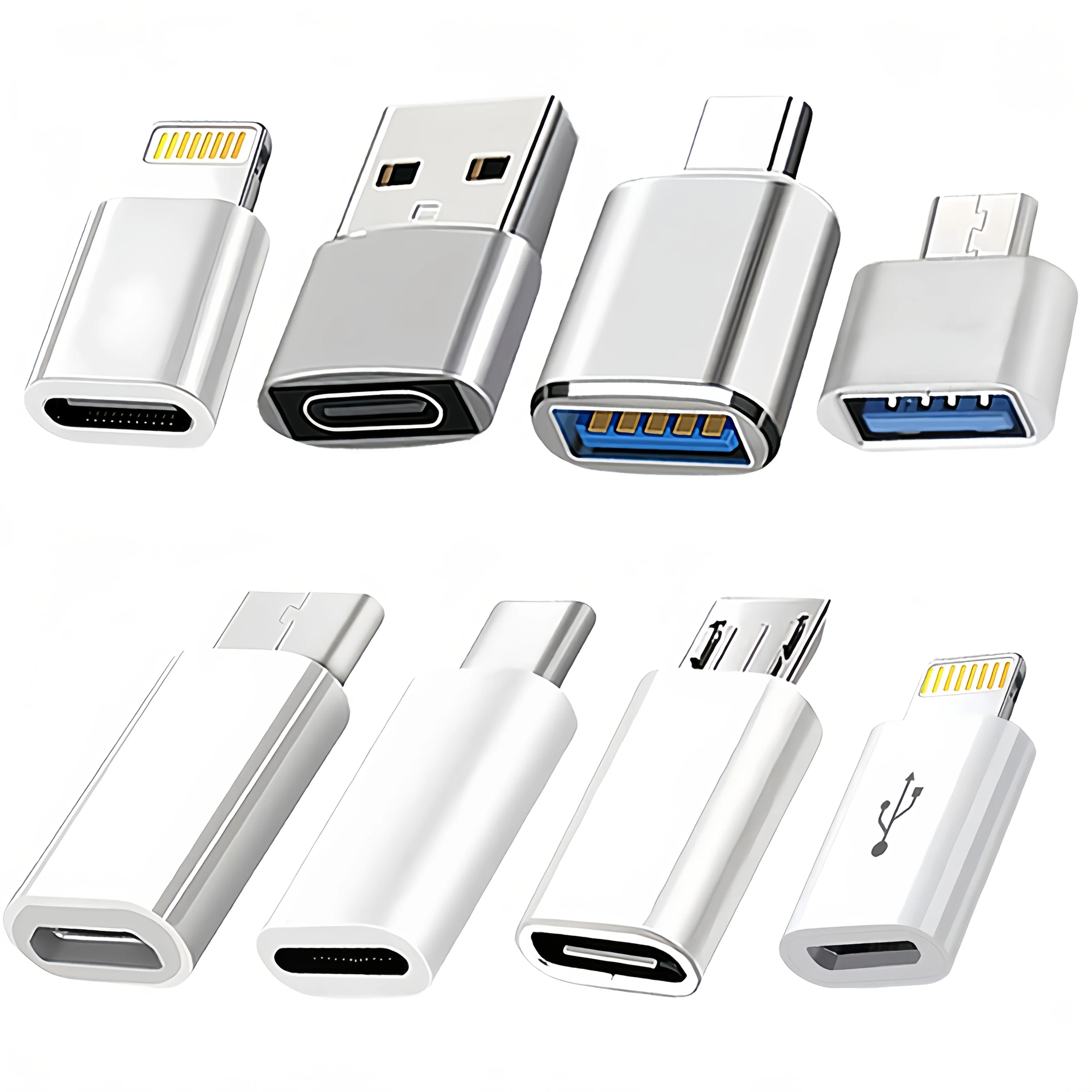 8PCS USB-C Adapter Bundle Fast Charging Data Transfer Convert to Lightning Micro USB OTG USB 3.0 for All Devices