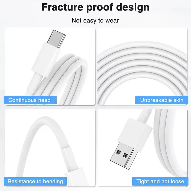 3PCS/2PCS/1pc Fast Charging USB C-type Cable, 1M /2M USB A to USB C charger cable For iPhone For Samsung