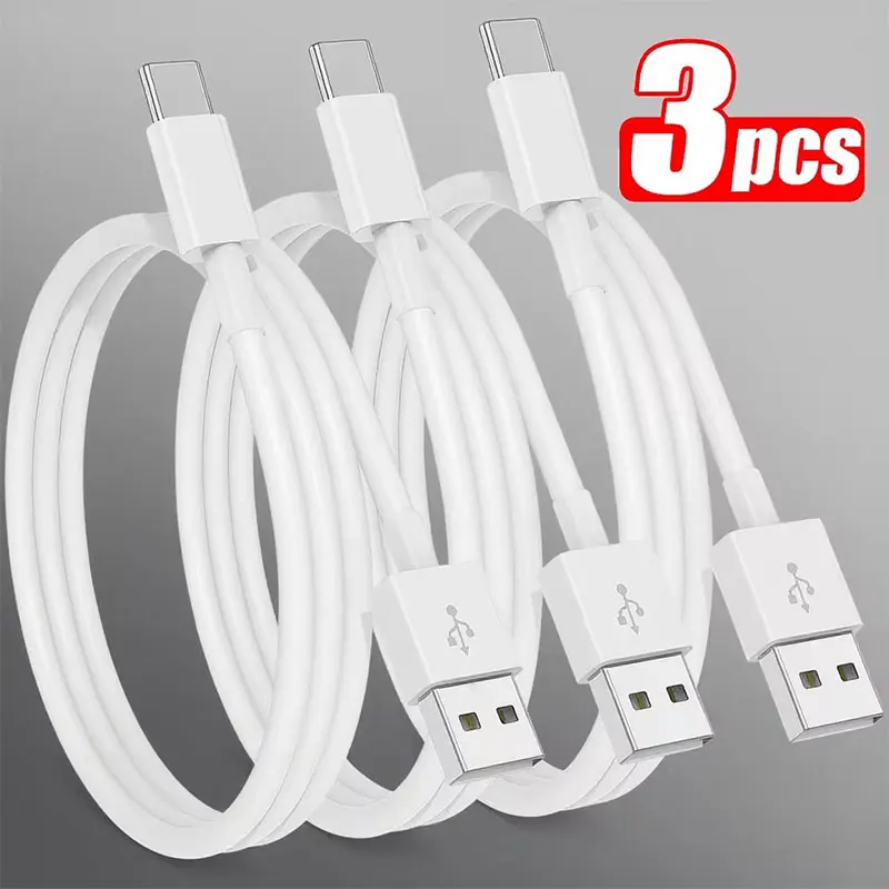 3PCS/2PCS/1pc Fast Charging USB C-type Cable, 1M /2M USB A to USB C charger cable For iPhone For Samsung