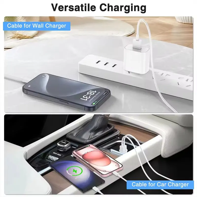 3PCS/2PCS/1pc Fast Charging USB C-type Cable, 1M /2M USB A to USB C charger cable For iPhone For Samsung