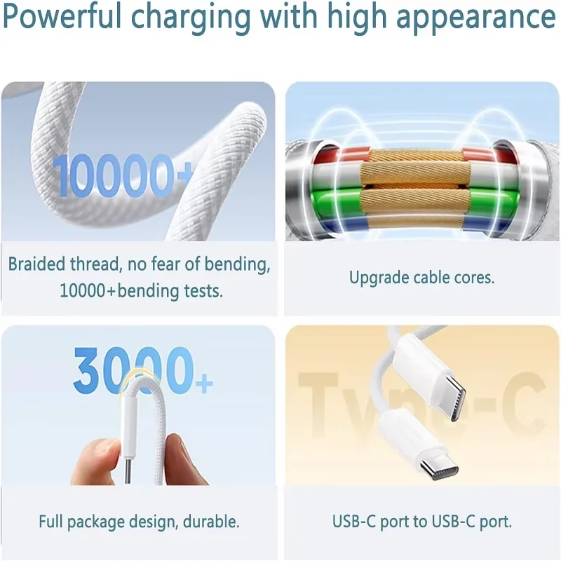 1PCS 240W PD USB-C to USB C Fast Charger Cable For Apple iPhone 17 Pro Max 18 Pro Max 16 15 14 13 12 11 X Type C Quick Charging