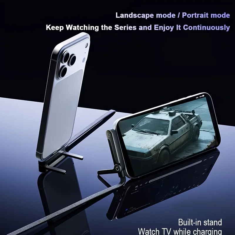 240W/65W Elbowed 180° Fast Charging Foldable Phone Holder, PD Cable Nylon Data Sync, For iPhone 17, Samsung, Xiaomi, POCO, Tesl