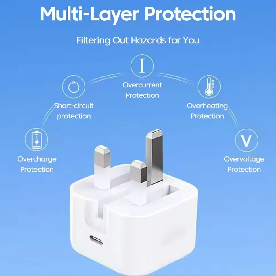UK USB C Charger Charge PD 20W Foldable Type C Fast Charging Travel Wall Charger Power Adapter For iPhone 17 16 15 Pro Max
