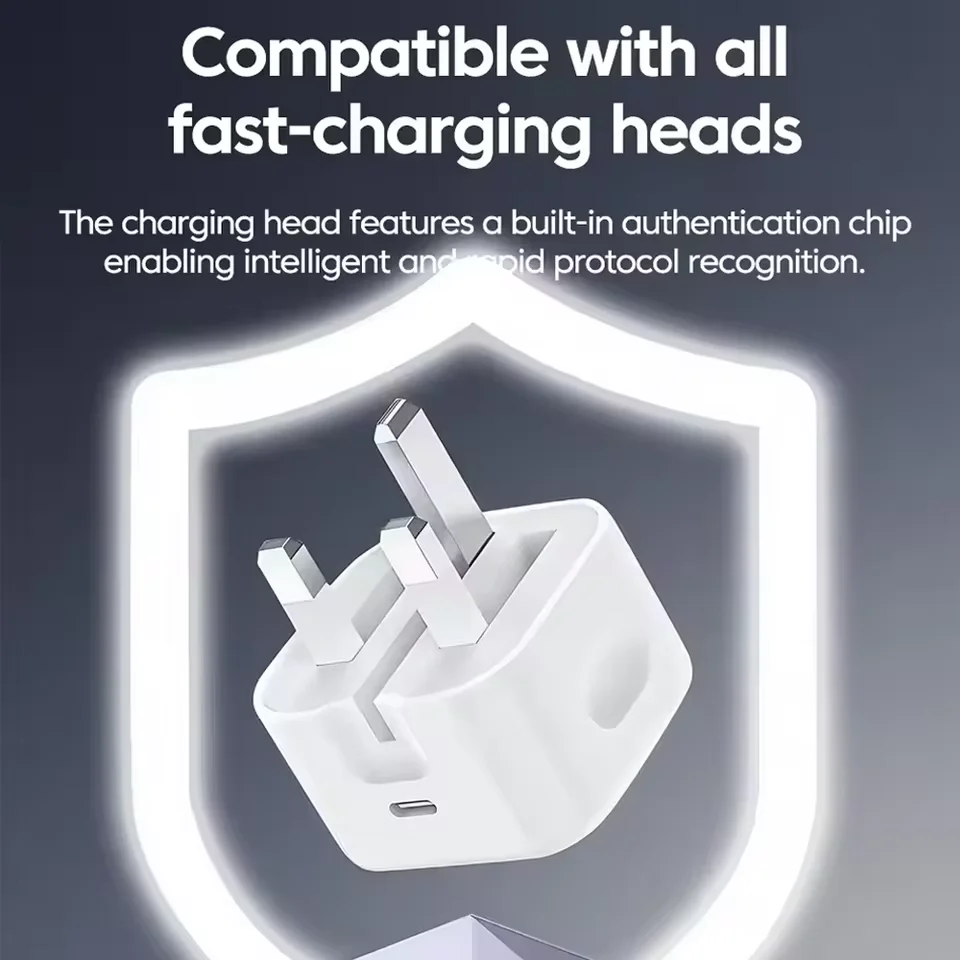 UK USB C Charger Charge PD 20W Foldable Type C Fast Charging Travel Wall Charger Power Adapter For iPhone 17 16 15 Pro Max