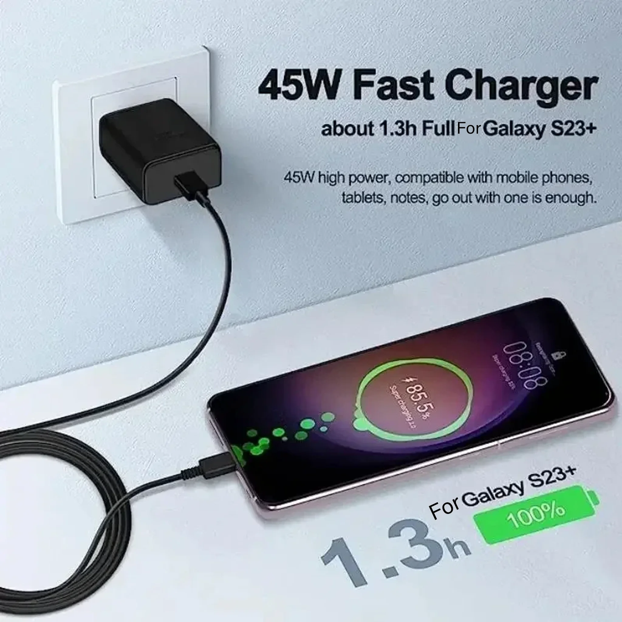 45W PD Super Fast Charger for Samsung for Galaxy S24 Ultra S23 S22 S21 Plus Note10 A54 A34 5A Quick Charging Type C Data Cable