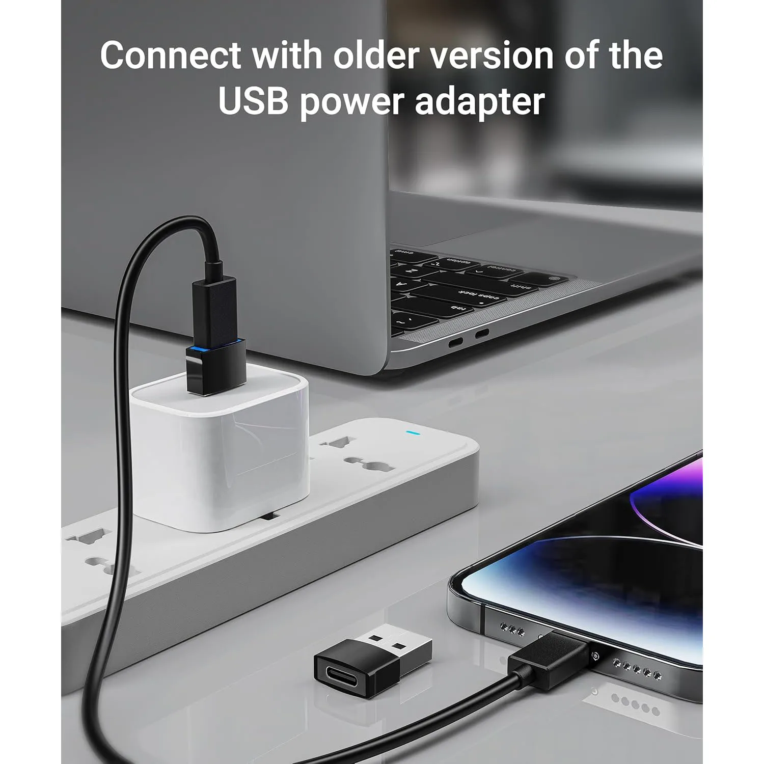 USB 2.0 to Type C Adapter USB C Female to USB A Male Charger Converter OTG Adapter Compatible with for iPhone for iPad Samsung