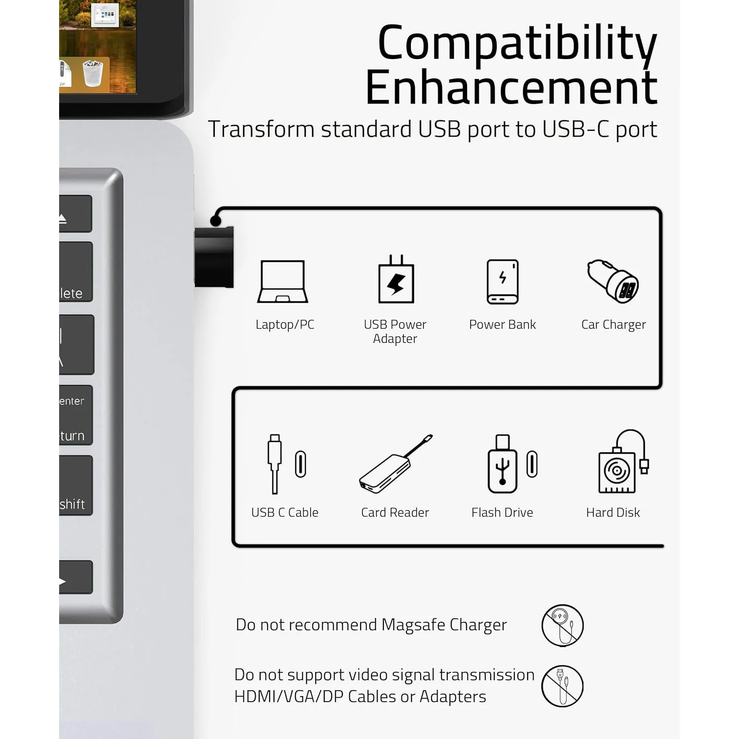 USB 2.0 to Type C Adapter USB C Female to USB A Male Charger Converter OTG Adapter Compatible with for iPhone for iPad Samsung